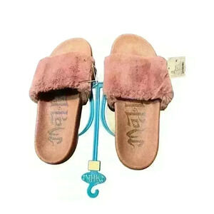NWT Mad Love Slippers Women's Size 10 Phoebe Sandal Slip On Mauve Color Faux Fur